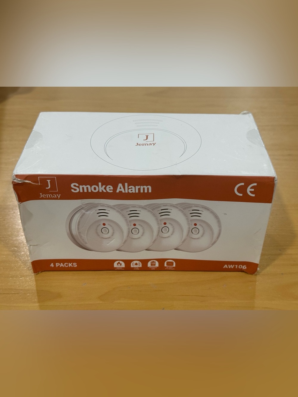 Jemay Photoelectric Smoke Alarm Model AW106 (4 Pack) Battery Operated New Sealed